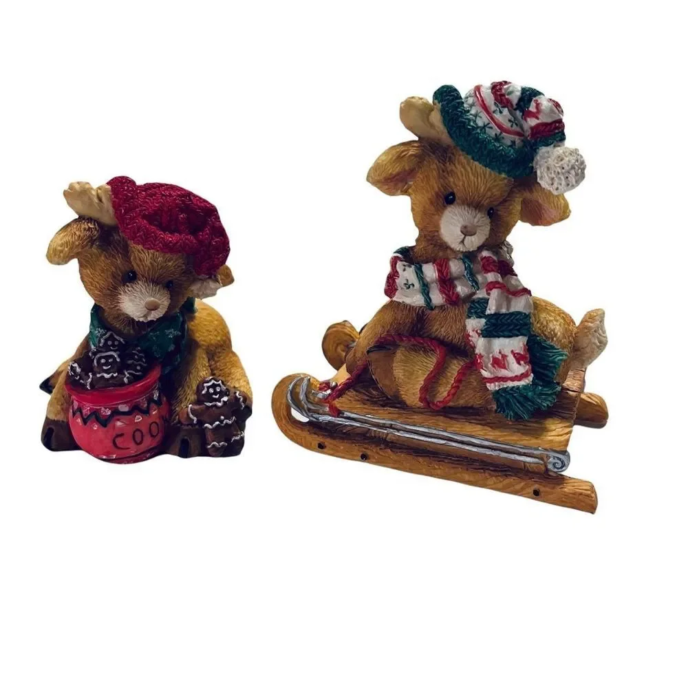 Santa's Special DEERlivery 1994 set of two‎ (2) vintage figurines.